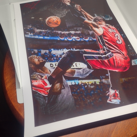 Brand New!💯 Dwyane Wade Miami Heat Glossy 8.5x11 Slam Dunk💥Color Art Poster🤩 - Picture 4 of 7